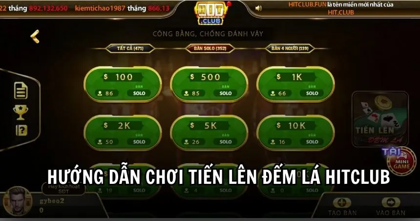 Hướng dẫn chơi Tiến lên đếm lá HITCLUB